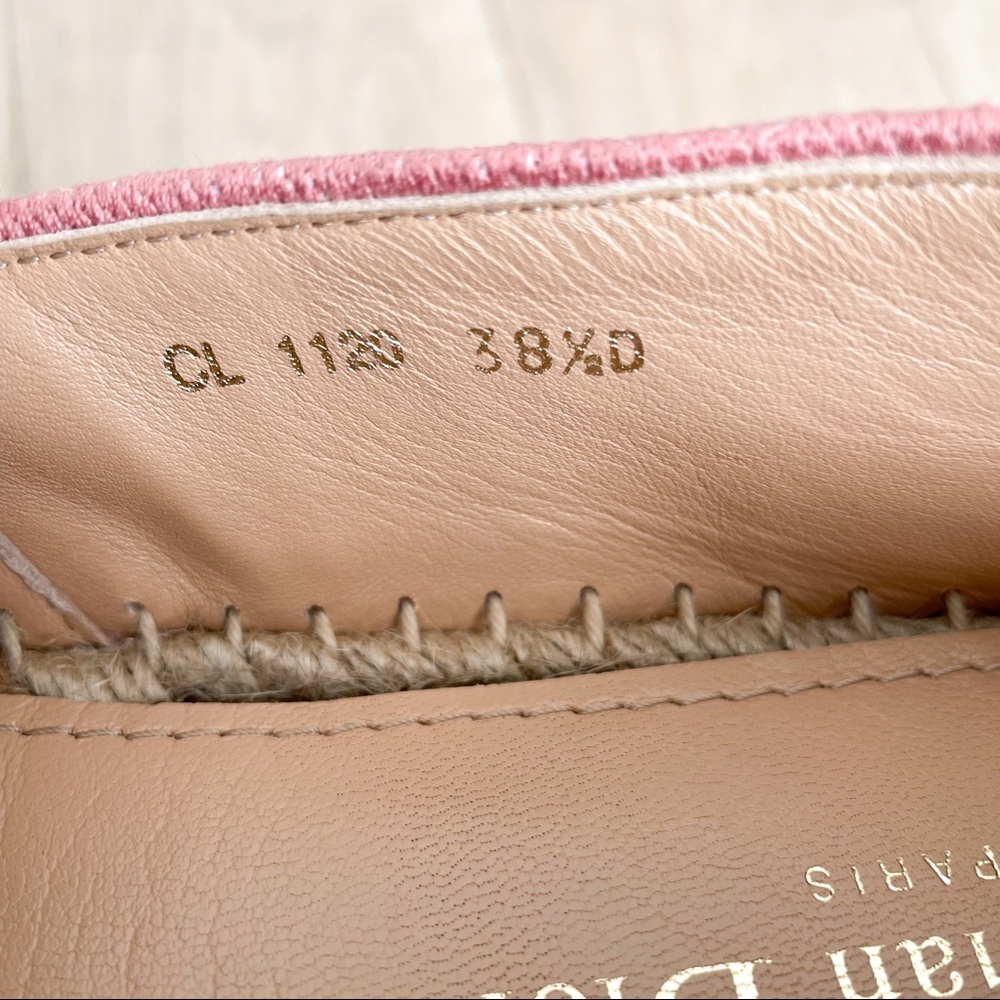 Dior Pink Granville Embroidered D Stripe Cotton Espadrille Flats - Picture 6 of 6